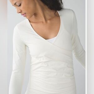 Lululemon Sunset Salutation Long Sleeve, Rulu Light, 12, Angel Wing Ivory